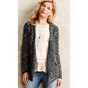 Anthropologie Moth‎ Keavy Jacquard Jacket Cardigan Sweater Gray Multi Women's XS